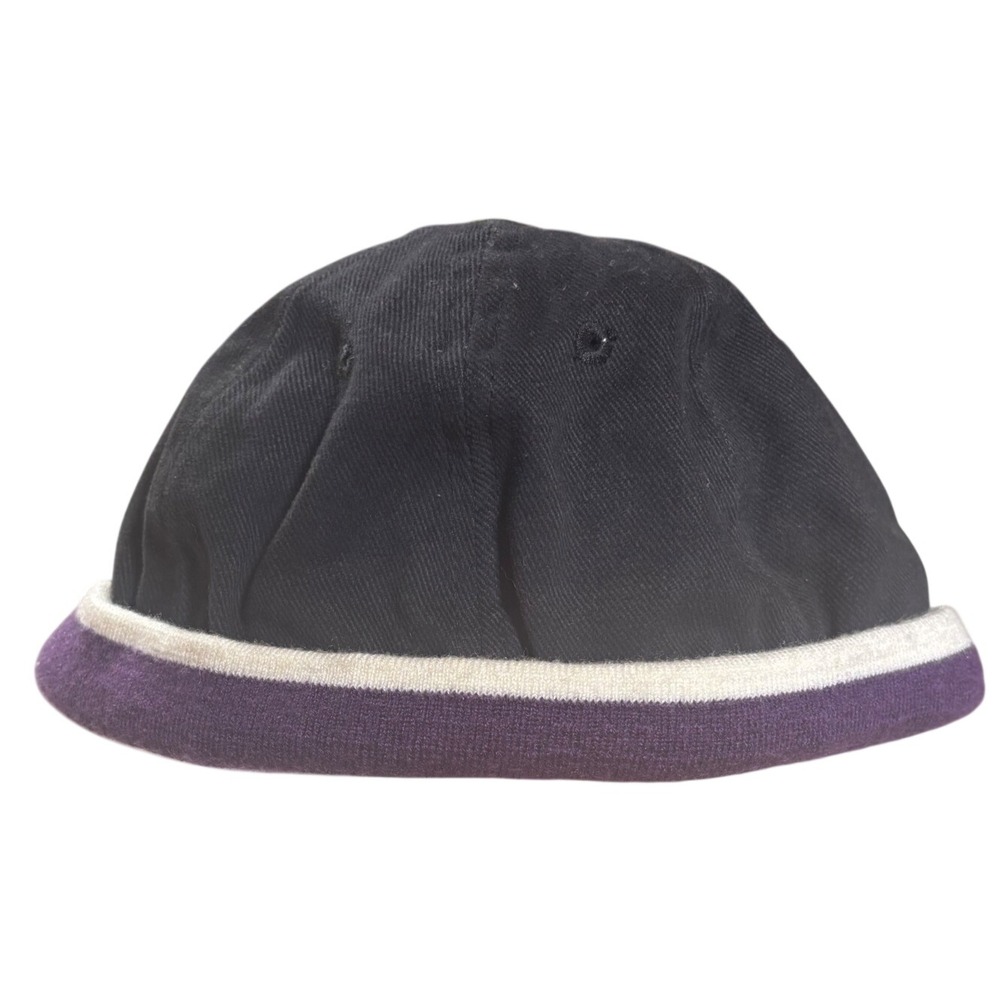 CSI Bullet Cap Vintage Biker Skater Brimless Docker Hat Black Purple Grunge
